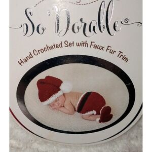 So Dorable Hand Crocheted Santa Set Newborn Baby Photo Prop 0-6M‎ Red White NWT